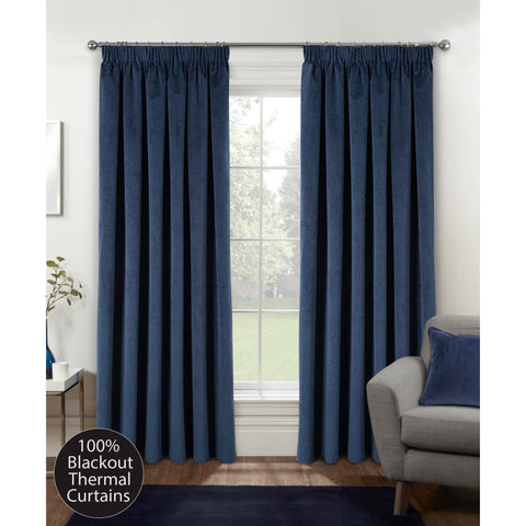 Oxford Blackout Velvet Curtain Navy